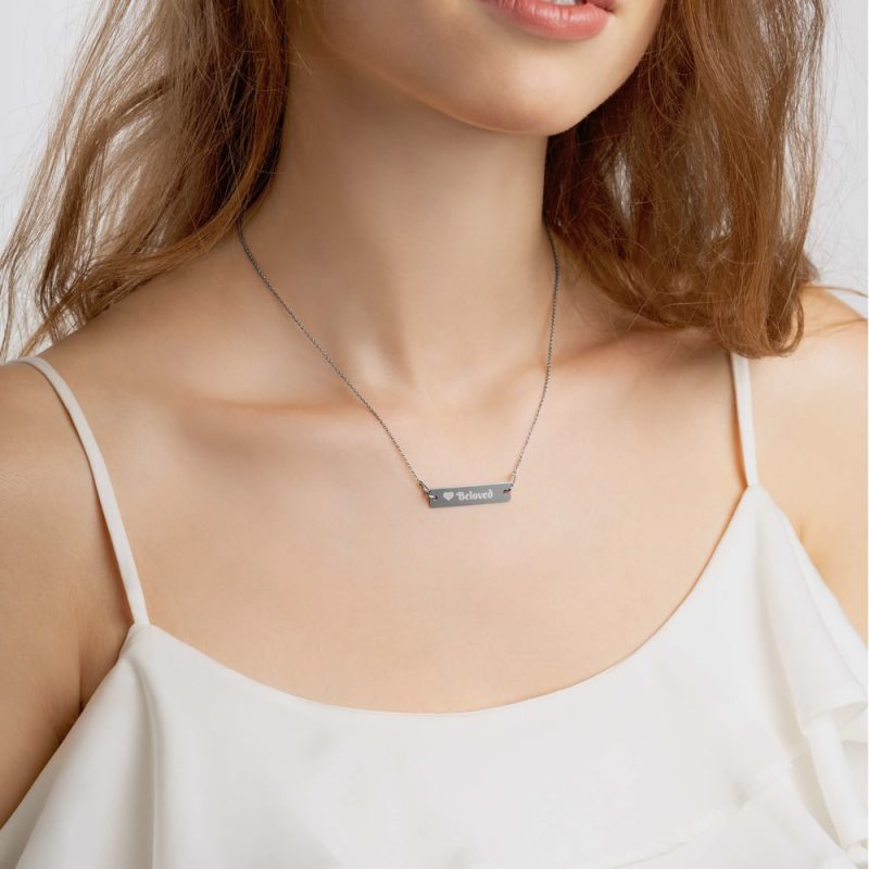 Beloved Engraved Bar Chain Necklace